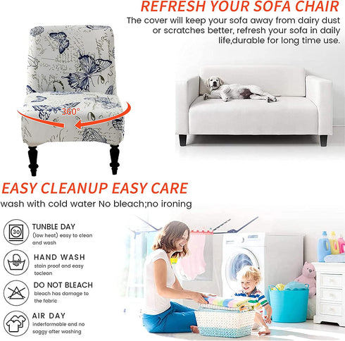 Armless Chair Slipcover Removable Armless Accent Chair Covers Washable Chair Slipcovers Furniture Protector Covers for Living Dining Room Hotel Armless Accent Chair