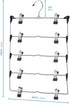 ZOBER Space Saving 5 Tier Metal Skirt Hanger with Clips (3pk) Hang 5-on-1, Gain 70% More Space,Rubber Coated Hanger Clips,360 Swivel Hook,Adjustable Clips Pants Hanger,Hang Slack,Trouser,Jeans,Towels