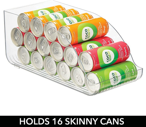 mDesign Compact Plastic Kitchen and Pantry Storage Organizer Bin for Tall Skinny Soda/Pop Cans - Kitchen, Pantry, Refrigerator - Clear