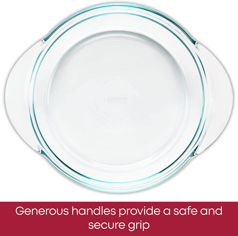 Pyrex | Clear Tempered Glass Pie Baking Dishes | Set of Two| 9.5" Deep, 60% Deeper than Pyrex Basic | Wide Handles for Extra Grip while Cooking & Baking | Doesn't Absorb Food Odors and Stains