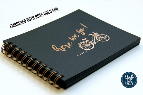 Scrapbook Album, Black Pages, Instax Mini Album, Rose Gold, 6"x7.5", 90 Pgs. Mini Scrapbook Album, Photo Album With Black Pages, Travel Scrapbook Album, Instax Guest Book, Mini Photo Album, Desk Album