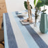 Cotton Linen Stitching Tassel Tablecloth Striped Three-Colour Square Table Cover for Kitchen Dining Tabletop Decoration, Blue, 53 x 53 Inch