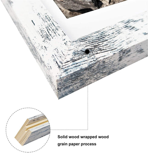 Amginy 12x16 Rustic Picture Frames Matted to Display 11x14 Pictures with Mat or 12 x 16 without Mat Farmhouse Distressed Style Wooden Photo Frames for Wall Mounting