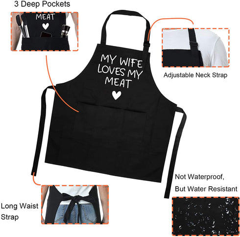 Fairy's Gift Funny Husband Apron - Mens Naughty Anniversary, Birthday Gifts for Husband - Naughty Gifts for Him, Husband Gifts from Wife, Manly Gifts for Men - Funny Husband Anniversary Kitchen Apron