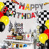 Race Car Birthday Banner and Cake Topper Racing Chequered Flag Hot Wheel Themed Birthday Party Supplies