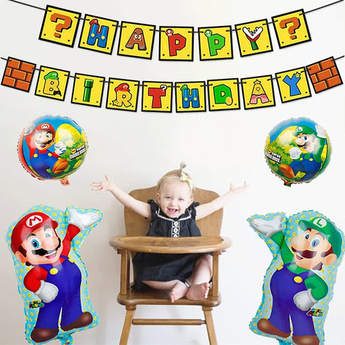 delaimastor Mario Balloon Garland Arch Kit Video Game Birthday Party Decoration Supplies Includes Happy Birthday Banner Perfect for Kids Boys Girls Birthday Party Decorations