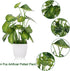 4pcs Small Fake Plants Potted Artificial Mini Greenery Evergreen Lotus Leaf Clover Luau Leaf for Desk Table Home Office Room Bedroom Decoration