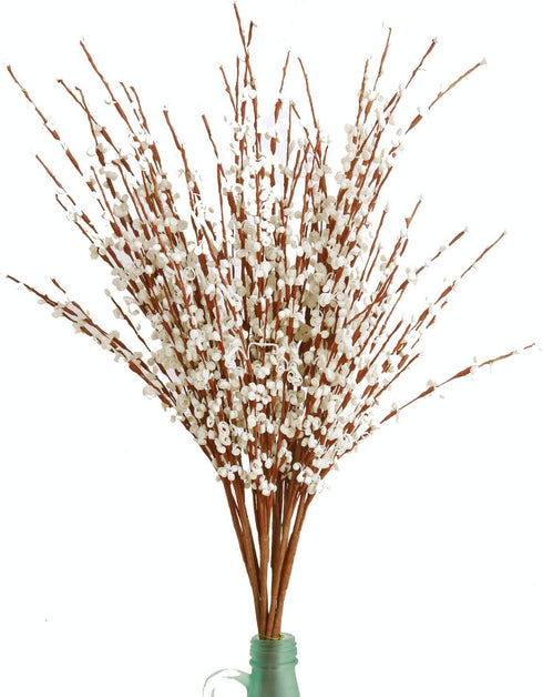 MISSWARM 10 Pieces 29.5" Long of Artificial Flowers Fake Flowers, White Artificial Flowers for Wedding Home Office Party Hotel Indoor or Yard Decoration(White)