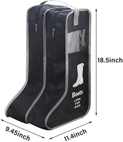Satisfounder Portable Boot Storage Bags Dust Proof Shoe Bags for Storage,2 Pair Zippered Tall Boots Organizer Protector Bag with Handle for Home and Travel (Black)