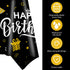 Happy Birthday Decorations, 6pcs Black and Gold Birthday Tablecloth for Men Women, Plastic Disposable Rectangle Table Cover for 90th 80th 70th 60th 50th 40th 30th Birthday Party Decor- 54" x 108"