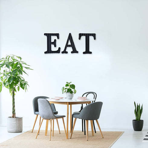 13.7" Metal Letters for Wall Decor, Corrugated Black Large 3D Letters, Decorative Farmhouse Hanging Alphabet Signs for Home Bedroom Office Wedding Party (H)