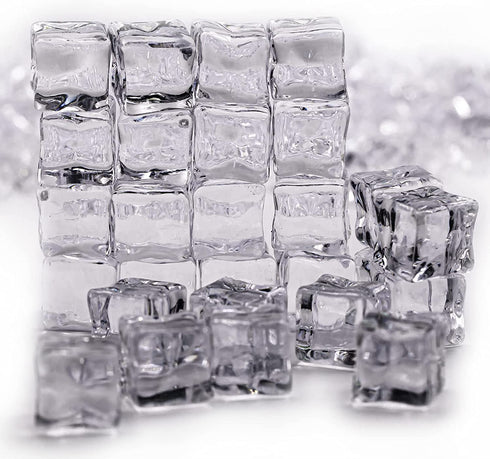 Mirrogo Clear Fake Ice Cubes, Acrylic Ice Cubes,Plastic Ice Cubes 100 PCS 20MM Valentines Vase Filler Ice Cubes for Party, Wedding and Home Decorative Crystal Rocks