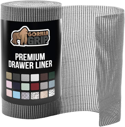 Gorilla Grip Drawer and Shelf Liner, Strong Grip, Non Adhesive Easiest Install Mat, 12 in x 20 FT, Durable Organization Liners, Kitchen Cabinets Drawers Cupboards, Bathroom Storage Shelves, Gray
