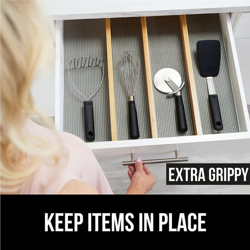Gorilla Grip Drawer and Shelf Liner, Strong Grip, Non Adhesive Easiest Install Mat, 12 in x 20 FT, Durable Organization Liners, Kitchen Cabinets Drawers Cupboards, Bathroom Storage Shelves, Gray