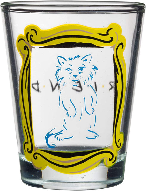 Silver Buffalo Friends Iconic Icons Yellow Frame 4 Pack Mini Glasses, 1.5 Ounces