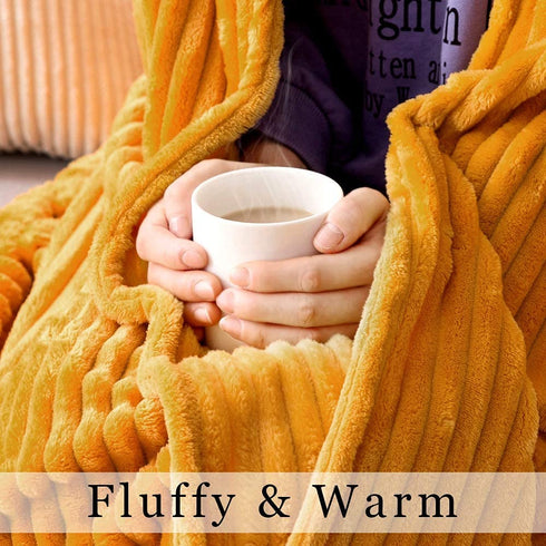 MIULEE Fleece Throw Blanket with Stripe Pattern Fuzzy Flannel Orange Yellow Blanket for Halloween Plush Warm Cozy Bed Blanket Boho Decor for Bed Couch Sofa Chair Throw Size 50"x60"