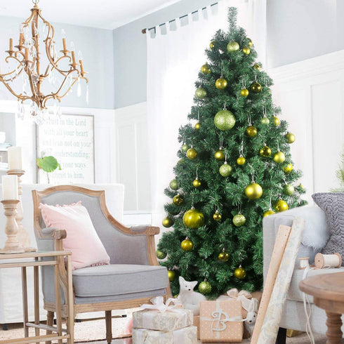 24Pcs Christmas Balls Ornaments for Xmas Tree - Shatterproof Christmas Tree Decorations Large Hanging Ball Lemon Green 3.2" x 24 Pack