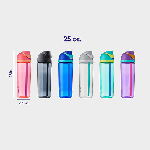 Owala FreeSip Clear Water Bottle with Straw for Sports and Travel, BPA-Free, 25-Ounce, Very, Very Dark