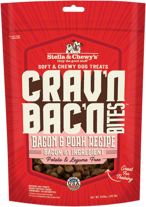 Stella & Chewy's Crav'n Bac'n Dog Treats Bacon & Pork Recipe, 8.25 oz. Bag
