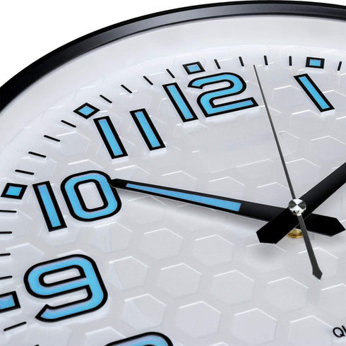 Plumeet Night Light Wall Clocks - 13 Inches Clock with Silent Non-Ticking Glowing Function - Great for Home Kitchen Bedroom - Large Number Battery Operated (Blue Light)