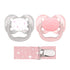 Dr. Brown's Advantage Symmetrical Pacifier with Air Flow and Pacifier Clip - Pink - 2-Pack - 0-6m