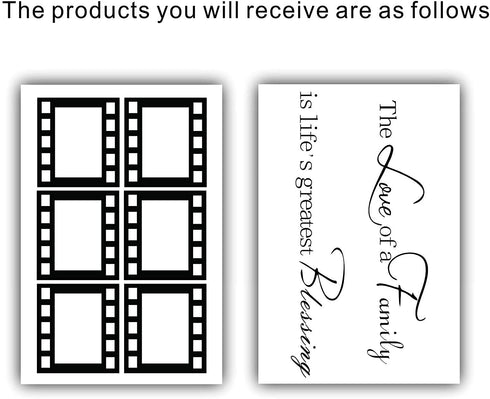 BIUBIUGO Family Wall Decals for Living Room,Contains 6 Pcs 4x6in Picture Frame,Family Inspirational Wall Stickers Quotes,The Love of A Family is Life's Greatest Blessing Family Wall Stickers