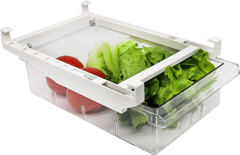 Fridge Drawer Organizer with Handle, Pull-out Refrigerator Storage Organizer Bins, Fridge Shelf Holder Storage Box