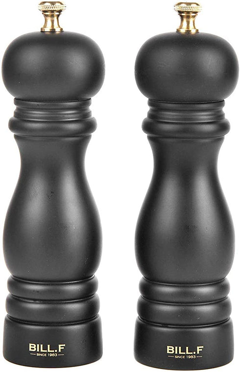 BILL.F Salt and Pepper Grinder Wooden Pepper Mill Grinder Salt Pepper Shakers Set of 2 with Adjustable Ceramic Rotor- 7 Inch