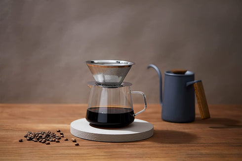 Pour Over Coffee Dripper,Without Filter Stainless Steel Coffee Filter Reusable Pour Over Coffee Filter 1-3 Cup Paperless Metal Cone Coffee Filter, Cnuben W60 Coffee Dripper