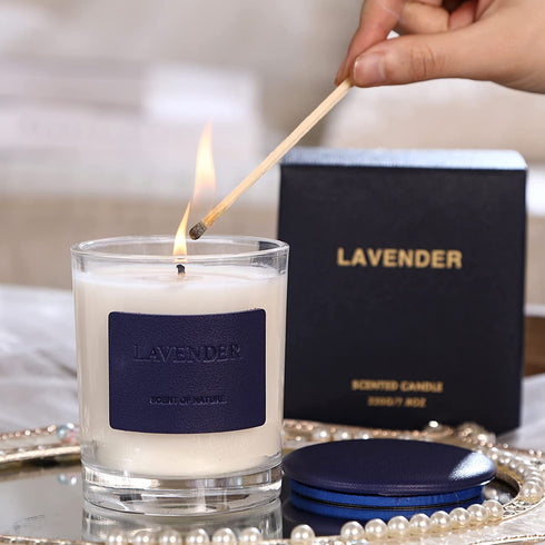 Lavender Candle, Scented Candles for Home 7.8oz 50 Hours Burn, Soy Wax Organic Candle Aromatherapy Candle Jar Candles for Birthday, Candles Gifts for Women, Relaxation & Stress Relief