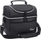 Insulated Lunch Bag, Leakproof Thermal Bento Cooler Tote for Women and Men, Dual Compartment with Shoulder Strap, 10.1" x 6.5" x 8.3", Black