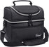 Insulated Lunch Bag, Leakproof Thermal Bento Cooler Tote for Women and Men, Dual Compartment with Shoulder Strap, 10.1" x 6.5" x 8.3", Black