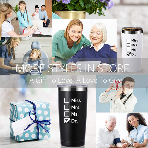 Miss Mrs Ms Dr 20 OZ Tumbler.Thank You Appreciation Doctor Gifts.Birthday,Christmas,Medical Graduation Gifts for Men Women.Dentist,Doctor,Physician Travel Mug(White)