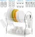 Dish Drying Rack, 2 Tier Dish Rack with Drain Board Kitchen Organizer, Chrome , ALHAKIN