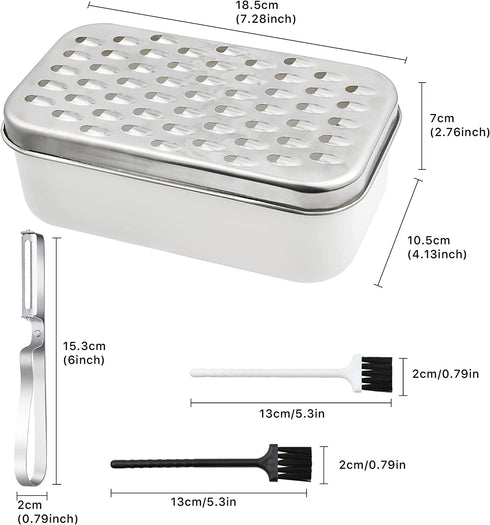 Stainless Steel Cheese Grater Multi-Function Cheese Grater Hand Chopper Graters & Peelers with Container & Lid for Cheeses Butter Cucumber Nutmeg