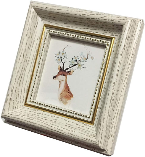 3.5x3.5 Picture Frame White (Cream Color) Square Photo Frame Desktop Display Mount on the wall. The front opening size 2.9x2.9. Plexiglass Panel (not Glass), Plastic Packaging (not Carton Packaging).