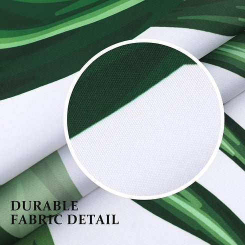 SOFJAGETQ Tropical Banana Leaves Digital Printing Fabric Shower Curtain for Bathroom, White Green Fall Shower Curtain Set, 72 x 72 inches Long, with Free Hooks