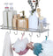 Shower Caddy, Goowin Shower Organizer, Large Size Shower Shelf, Stainless Steel Rustproof Shower Rack, Adhesive Shower Caddy with 6 Hooks, 2-in-1 Kitchen Shower Shelves (Polish Sliver)