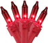 50 Count Red Mini Christmas Light Set, 10 ft Red Wire