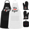 Kitchen Apron with Pockets, Hapcooky 100% Cotton Cooking Aprons Set with Potholder and 2pcs Oven Mitts for Women Men Chef