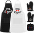 Kitchen Apron with Pockets, Hapcooky 100% Cotton Cooking Aprons Set with Potholder and 2pcs Oven Mitts for Women Men Chef
