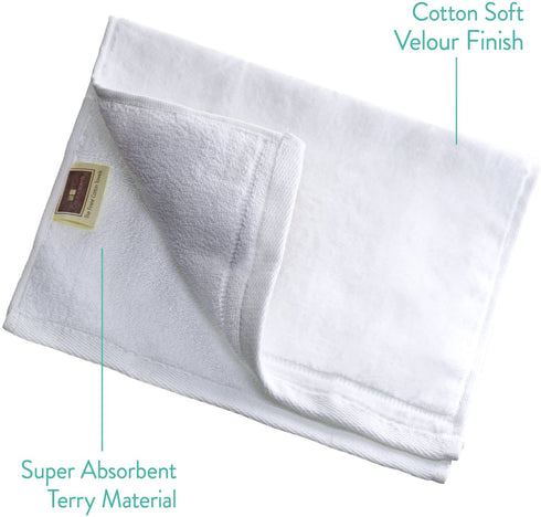 Creative Scents Cotton Velour Fingertip Towel, 4 Piece Set, 11 by 18-Inch, White
