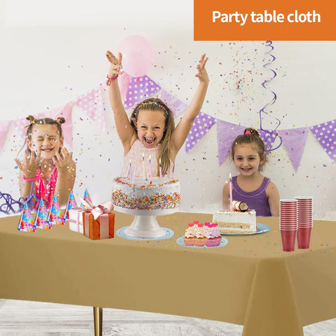 Gold Disposable Plastic Tablecloth for Rectangle Tables (12 Pack) Premium Decorative Table Cloth for Parties, Events & Weddings, Indoors & Outdoors, 54 x 108 inches, Tablecloths by Party Dimensions