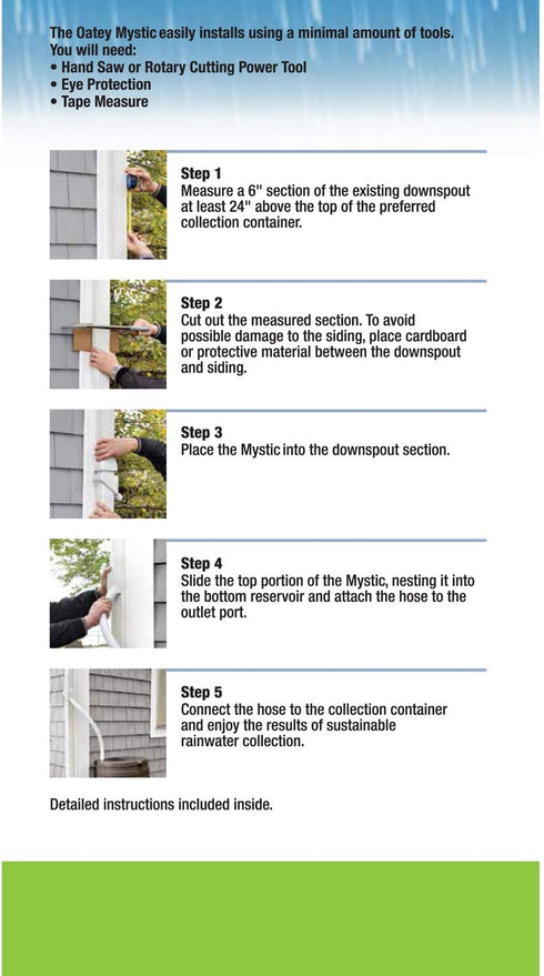 Oatey 14209 Mystic Rainwater Collection System Fits 2" X 3" Residential Downspouts, White
