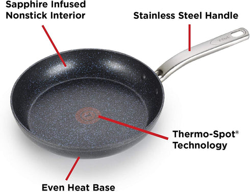 T-fal Heatmaster Nonstick Thermo-Spot Heat Indicator Fry Pan Cookware, 10-Inch, Black - As Seen on TV