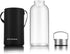 DE.KITCHEN&HIFUN 50 oz Sports Glass Water Bottle with Twist Cap, Clear Borosilicate Glass Water Bottle with Neoprene Sleeve, Large Glass Thermo for Coffee Fruit Vegetable Juice Nut Storage Tank