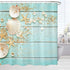 Beach Curtains Shower Decor, Nautical Seashells Starfish on Teal Wooden Board Ocean Bathroom Shower Curtain Liner, Turquoise Fabric Bathroom Accessories Set with Hooks, 72 x 72
