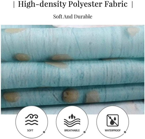 Beach Curtains Shower Decor, Nautical Seashells Starfish on Teal Wooden Board Ocean Bathroom Shower Curtain Liner, Turquoise Fabric Bathroom Accessories Set with Hooks, 72 x 72