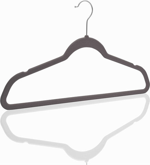 Brookstone BKH2125 Velvet Hangers, Non-Slip, 360° Swivel Hook, Lightweight & Slim, Strong & Durable, Space Saving Design, Heavy Duty, Won™t Stain Fabric, Noise Gray / 21 Pack