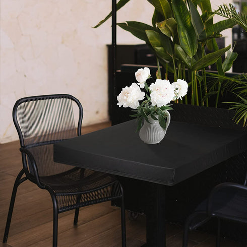 Cocktail Table Covers Spandex Square Table Cloth Stretchable Fitted Tablecloth Elastic Edge Card Table Cover Cover for Square Table Home Kitchen Coffee Bar Supplies, 34 x 34 Inch (Black, 2)